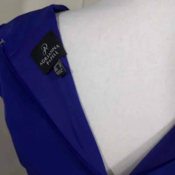 Adrianna Papell Sz 8 Blue Sheath Dress V Neck - Picture 5 of 7